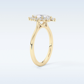 0.82 CT Halo Engagement Ring Featuring Marquise Moissanite
