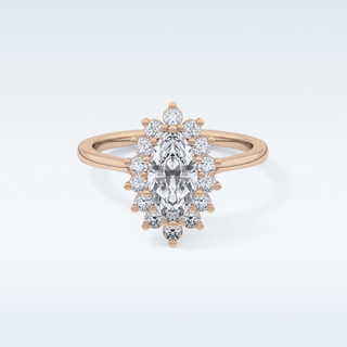 0.82 CT Halo Engagement Ring Featuring Marquise Moissanite
