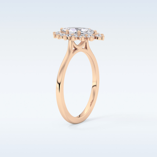 0.82 CT Halo Engagement Ring Featuring Marquise Moissanite