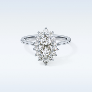 0.82 CT Halo Engagement Ring Featuring Marquise Moissanite