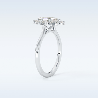 0.82 CT Halo Engagement Ring Featuring Marquise Moissanite