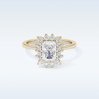 1.21 CT Halo Engagement Ring Featuring Radiant Moissanite