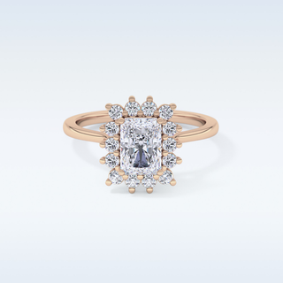 1.21 CT Halo Engagement Ring Featuring Radiant Moissanite