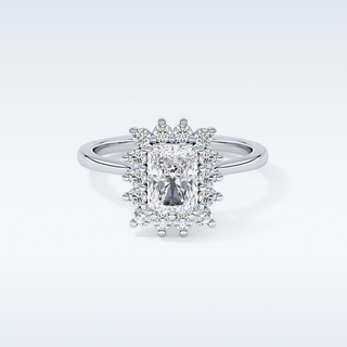 1.21 CT Halo Engagement Ring Featuring Radiant Moissanite