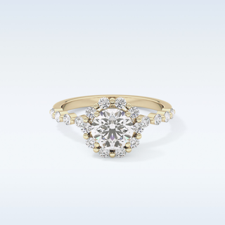 1.03 CT Halo & Pave Engagement Ring Featuring Round Moissanite