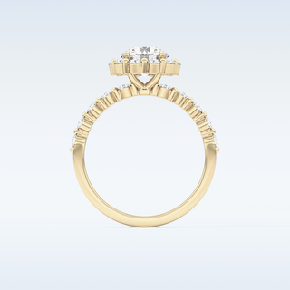 1.03 CT Halo & Pave Engagement Ring Featuring Round Moissanite