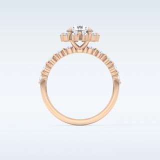 1.03 CT Halo & Pave Engagement Ring Featuring Round Moissanite