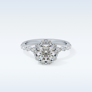 1.03 CT Halo & Pave Engagement Ring Featuring Round Moissanite