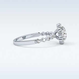 1.03 CT Halo & Pave Engagement Ring Featuring Round Moissanite