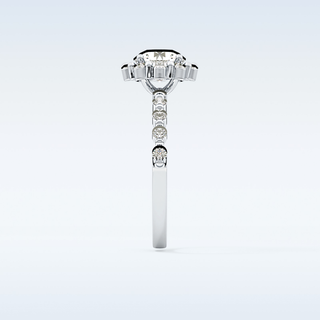 1.03 CT Halo & Pave Engagement Ring Featuring Round Moissanite