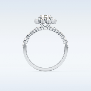 1.03 CT Halo & Pave Engagement Ring Featuring Round Moissanite