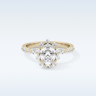 0.83 CT Halo & Pave Engagement Ring Featuring Oval Moissanite