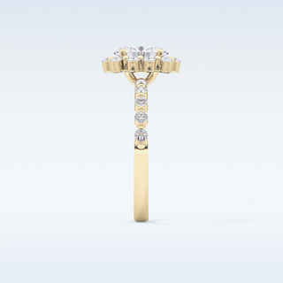 0.83 CT Halo & Pave Engagement Ring Featuring Oval Moissanite
