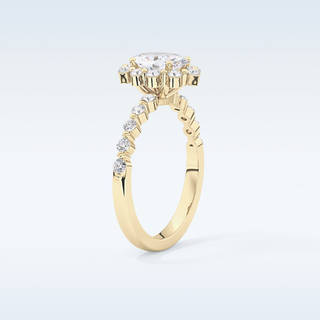 0.83 CT Halo & Pave Engagement Ring Featuring Oval Moissanite