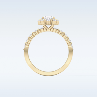 0.83 CT Halo & Pave Engagement Ring Featuring Oval Moissanite