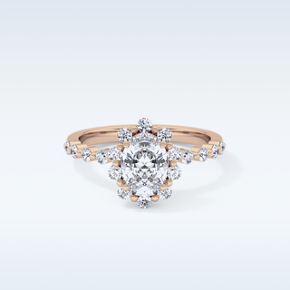 0.83 CT Halo & Pave Engagement Ring Featuring Oval Moissanite