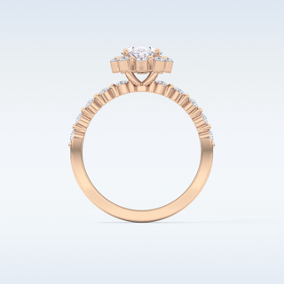 0.83 CT Halo & Pave Engagement Ring Featuring Oval Moissanite