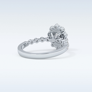 0.83 CT Halo & Pave Engagement Ring Featuring Oval Moissanite