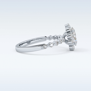 0.83 CT Halo & Pave Engagement Ring Featuring Oval Moissanite