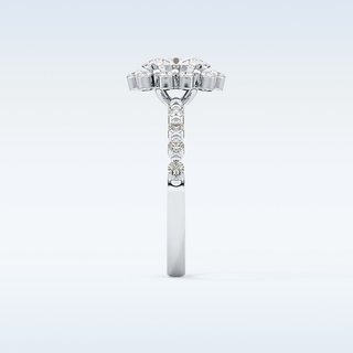 0.83 CT Halo & Pave Engagement Ring Featuring Oval Moissanite