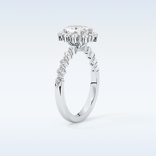 0.83 CT Halo & Pave Engagement Ring Featuring Oval Moissanite