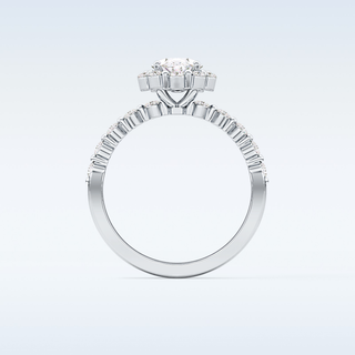 0.83 CT Halo & Pave Engagement Ring Featuring Oval Moissanite