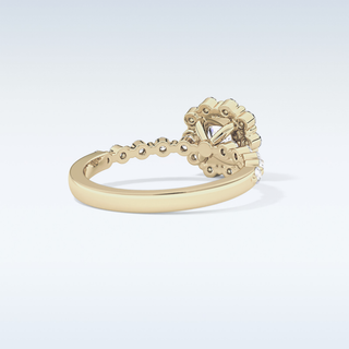 0.86 CT Halo & Pave Engagement Ring Featuring Cushion Moissanite