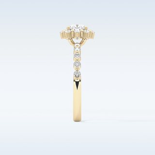 0.86 CT Halo & Pave Engagement Ring Featuring Cushion Moissanite