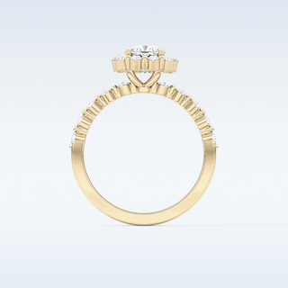 0.86 CT Halo & Pave Engagement Ring Featuring Cushion Moissanite