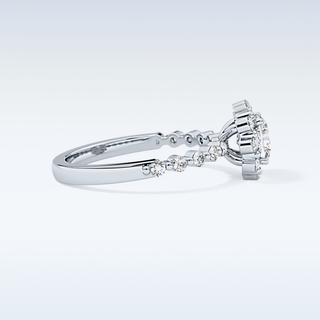 0.86 CT Halo & Pave Engagement Ring Featuring Cushion Moissanite