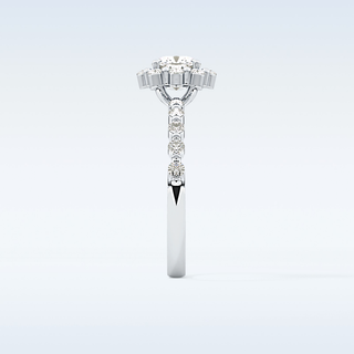 0.86 CT Halo & Pave Engagement Ring Featuring Cushion Moissanite