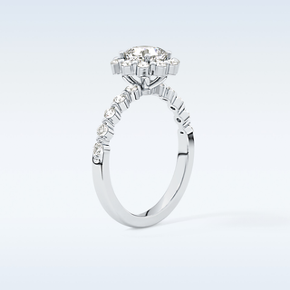 0.86 CT Halo & Pave Engagement Ring Featuring Cushion Moissanite