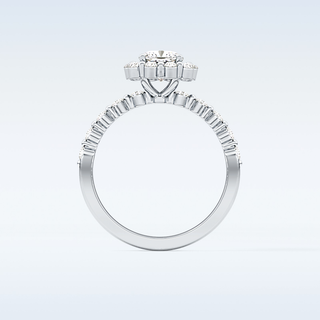 0.86 CT Halo & Pave Engagement Ring Featuring Cushion Moissanite