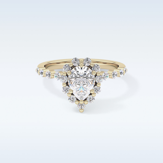 0.81 CT Halo & Pave Engagement Ring Featuring Pear Moissanite