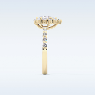 0.81 CT Halo & Pave Engagement Ring Featuring Pear Moissanite