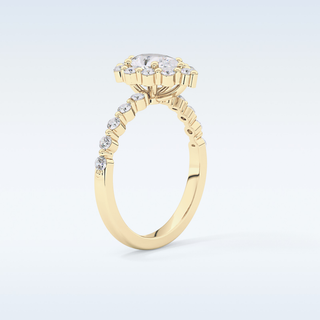 0.81 CT Halo & Pave Engagement Ring Featuring Pear Moissanite