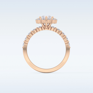 0.81 CT Halo & Pave Engagement Ring Featuring Pear Moissanite