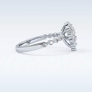 0.81 CT Halo & Pave Engagement Ring Featuring Pear Moissanite