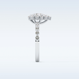 0.81 CT Halo & Pave Engagement Ring Featuring Pear Moissanite