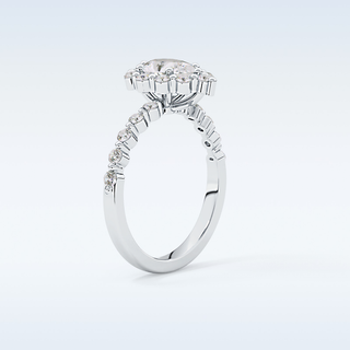 0.81 CT Halo & Pave Engagement Ring Featuring Pear Moissanite