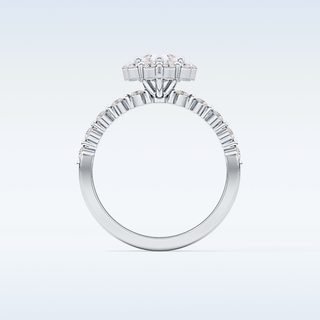 0.81 CT Halo & Pave Engagement Ring Featuring Pear Moissanite