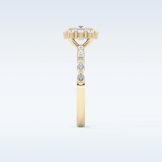 0.78 CT Halo & Pave Engagement Ring Featuring Princess Moissanite