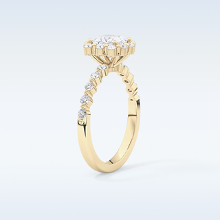 0.78 CT Halo & Pave Engagement Ring Featuring Princess Moissanite