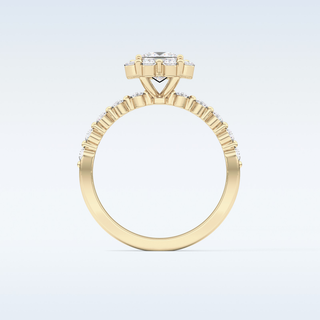 0.78 CT Halo & Pave Engagement Ring Featuring Princess Moissanite