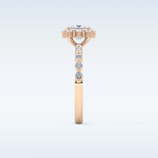 0.78 CT Halo & Pave Engagement Ring Featuring Princess Moissanite