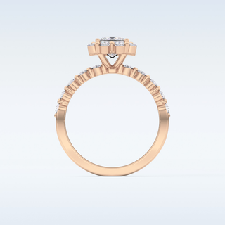 0.78 CT Halo & Pave Engagement Ring Featuring Princess Moissanite
