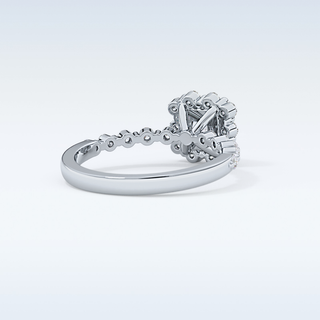 0.78 CT Halo & Pave Engagement Ring Featuring Princess Moissanite