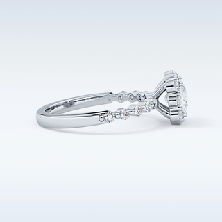 0.78 CT Halo & Pave Engagement Ring Featuring Princess Moissanite