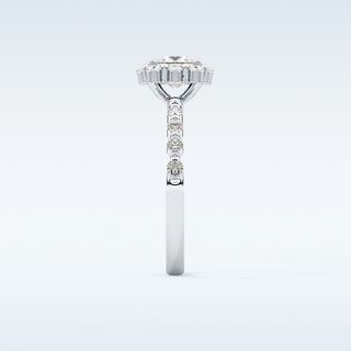 0.78 CT Halo & Pave Engagement Ring Featuring Princess Moissanite