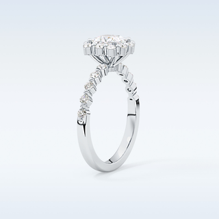 0.78 CT Halo & Pave Engagement Ring Featuring Princess Moissanite